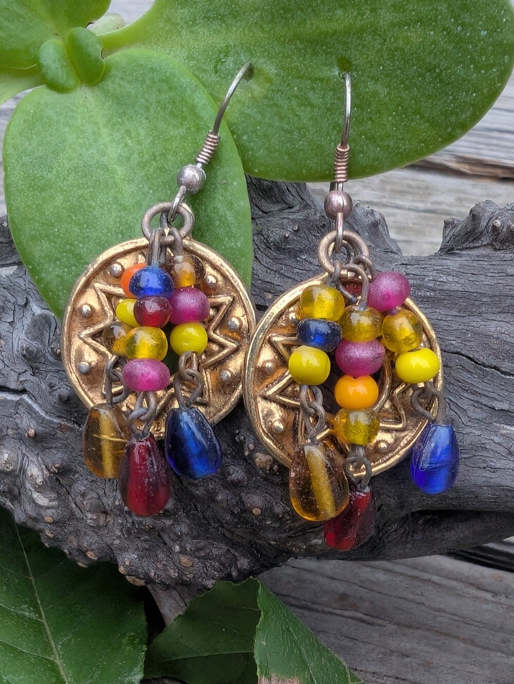 Vintage Bohemian Multicolor Beaded Drop Earrings